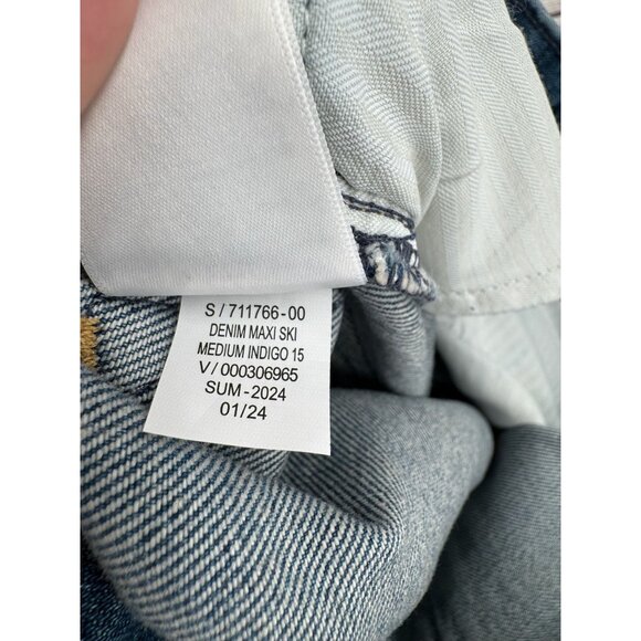 Gap Front Split Frayed Bottom Maxi Denim Skirt Women's 10P/30 Blue Medium Wash - Picture 13 of 13